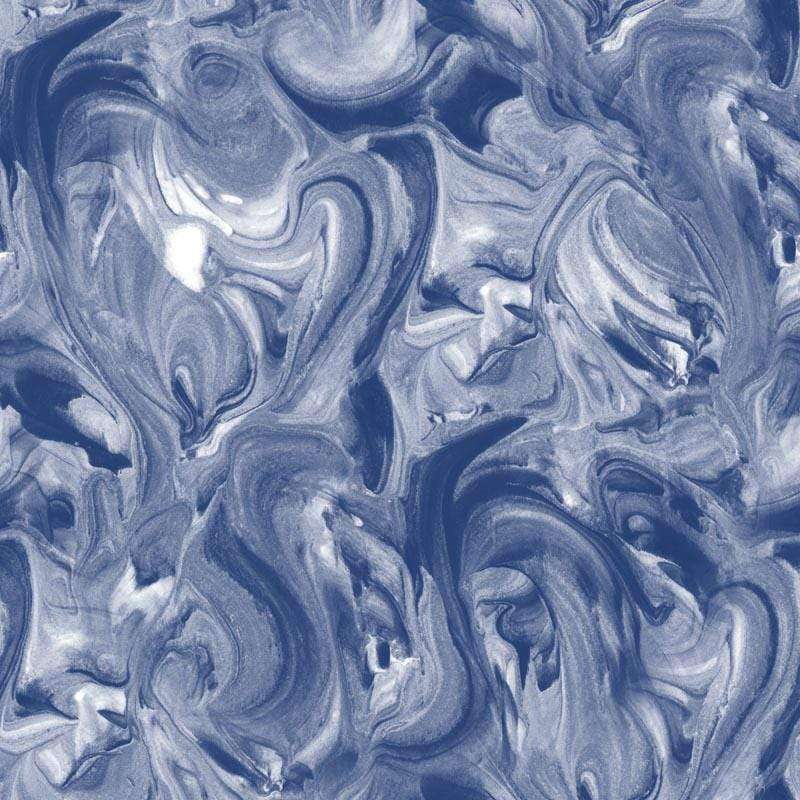 Swirling marbled pattern in shades of blue and white
