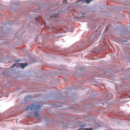 Abstract marbled pattern with swirling red and blue shades