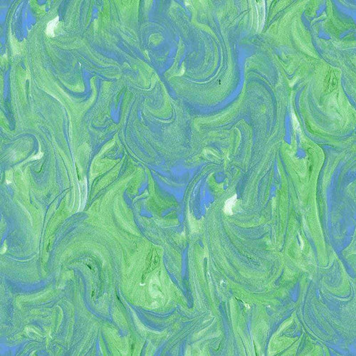 Abstract swirled pattern in shades of green and blue