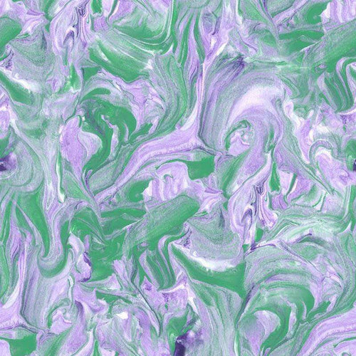 Abstract marbled pattern in lavender and green