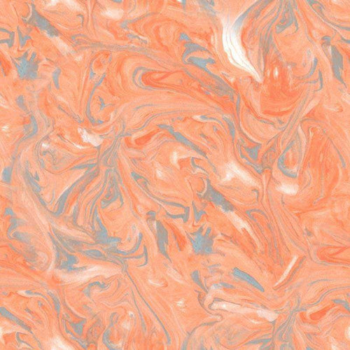 Abstract marbled pattern in coral and blue hues