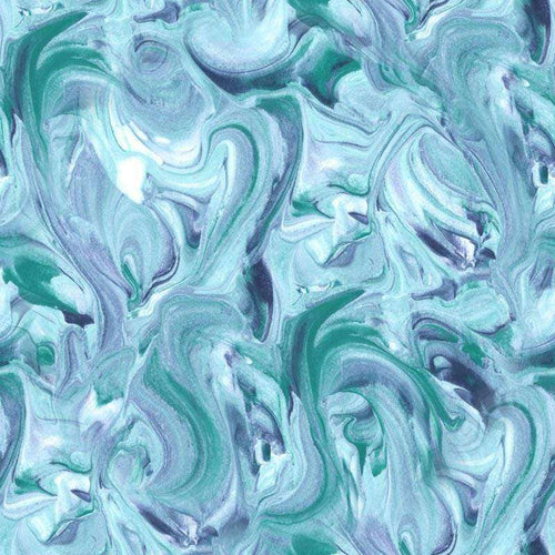 Abstract aqua and white marbled pattern