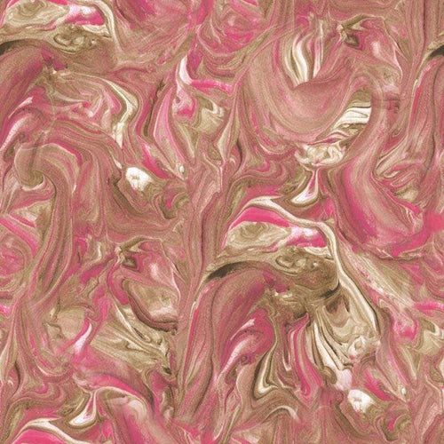 Abstract swirling pattern with pink and gold hues