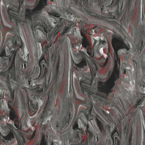 Abstract swirling pattern with shades of gray and red accents