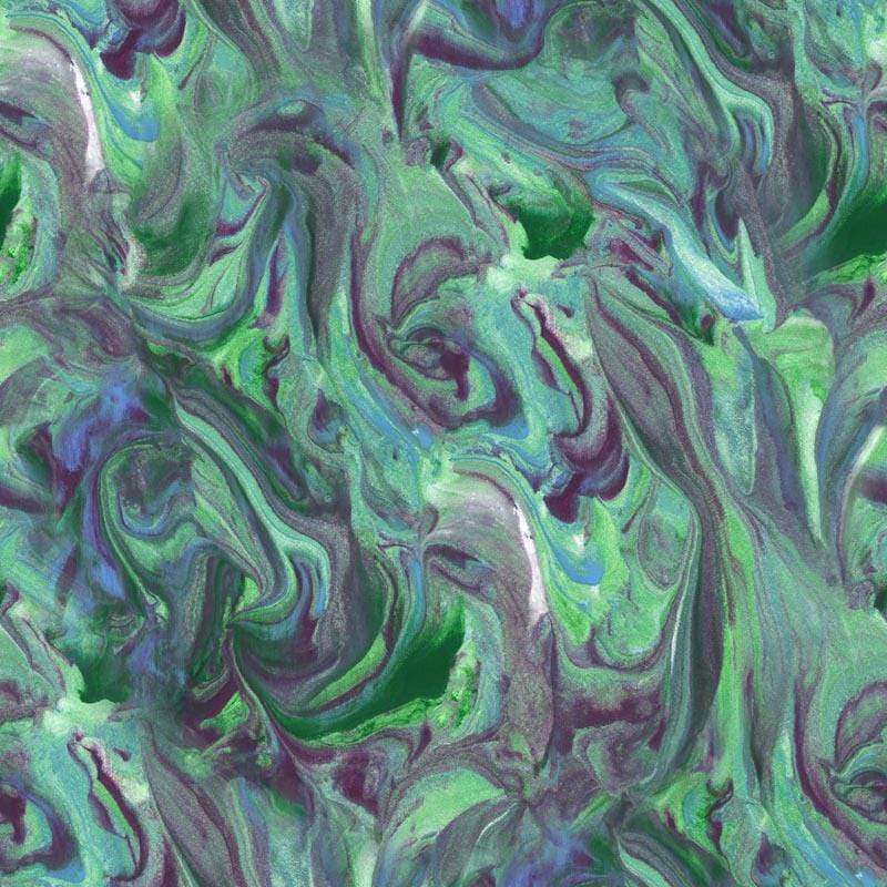 Abstract swirling pattern in shades of green and purple