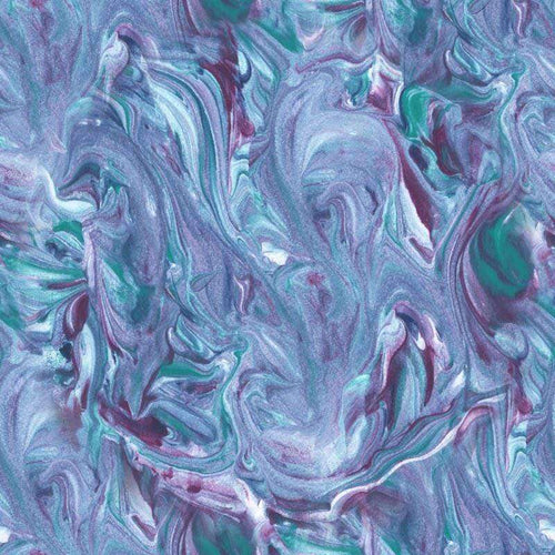 Abstract marbled pattern in lavender and teal