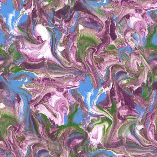 Abstract marbled pattern with swirling lavender and green hues