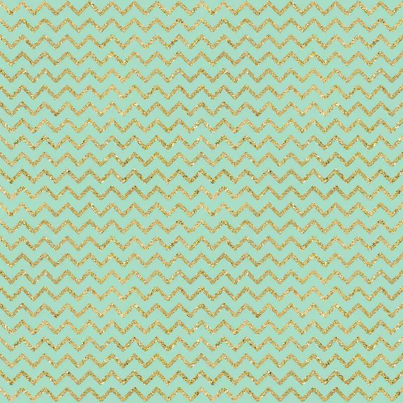 Seamless chevron pattern with golden accents on a teal background