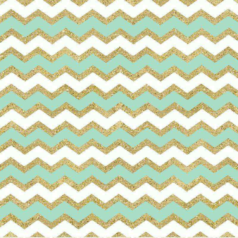 Chevron pattern with aqua blue, white, and glitter gold stripes
