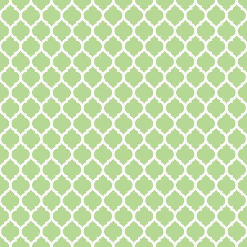 Green arabesque lattice pattern on a light background