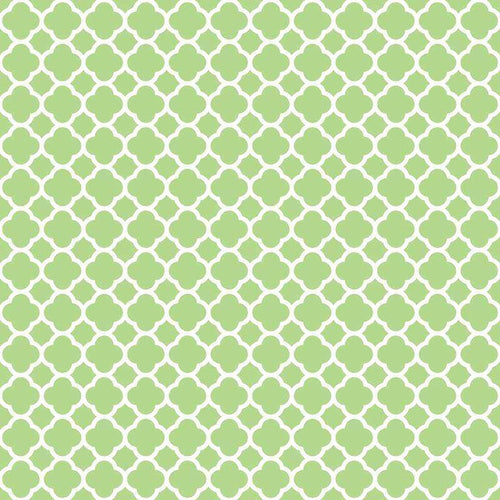 Repeated medallion pattern in mint green on a light background