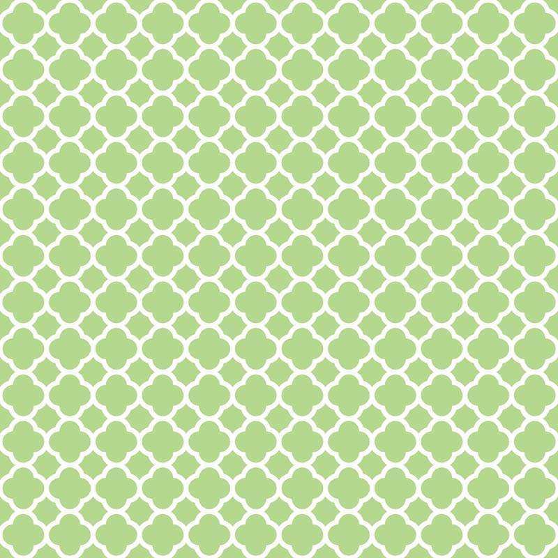 Repeated medallion pattern in mint green on a light background