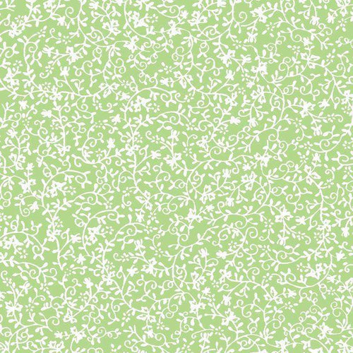 Seamless floral vine pattern on a pastel green background