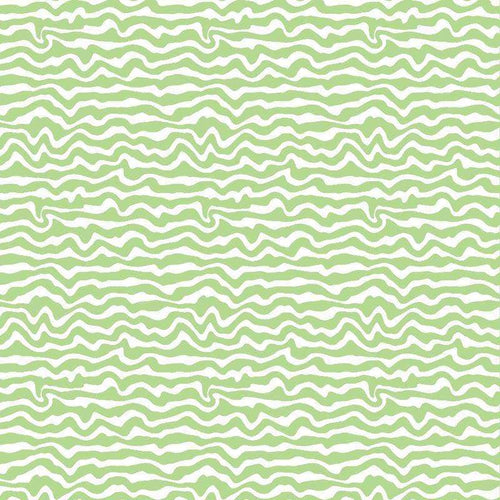 Repeated wavy lines in shades of green on a light background