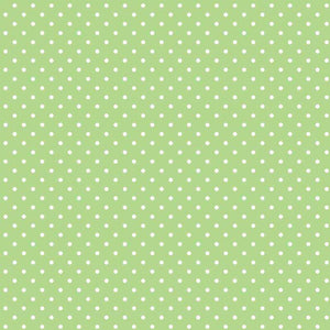 Green fabric with white polka dots