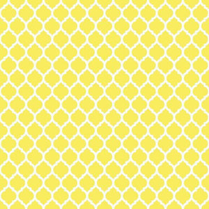 Repeating yellow quatrefoil pattern on a light background