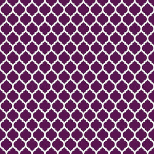 Repeated purple Moroccan tile pattern on a light background