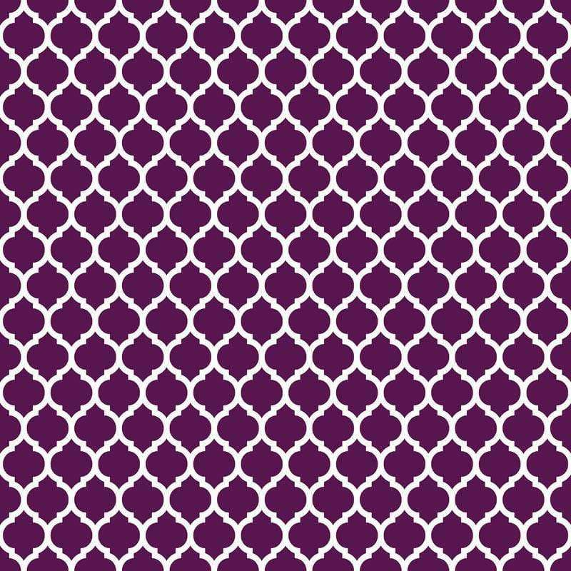 Repeated purple Moroccan tile pattern on a light background