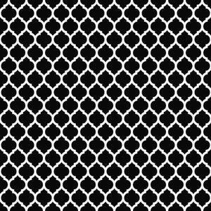 Black and white repeating quatrefoil design