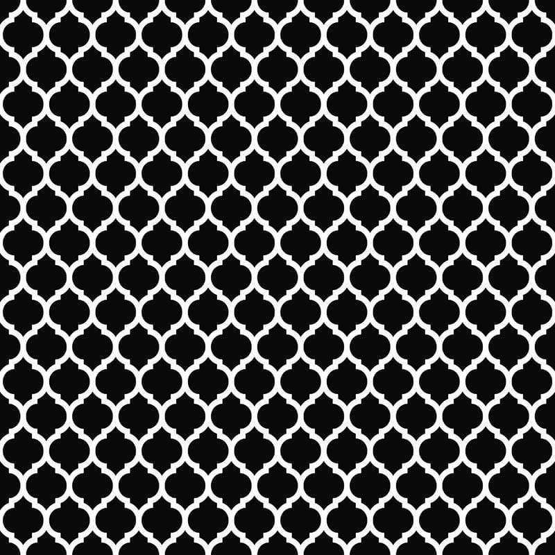 Black and white repeating quatrefoil design