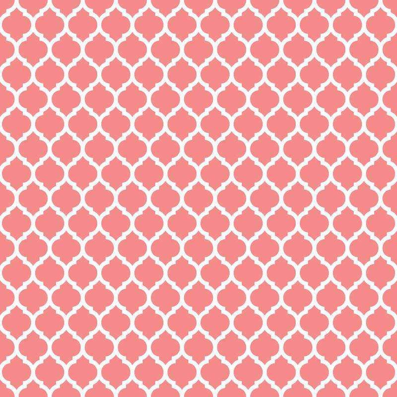 Seamless coral quatrefoil pattern on a light background