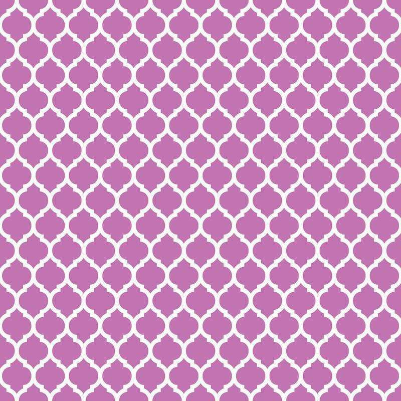 Repeating lavender quatrefoil pattern on a light background