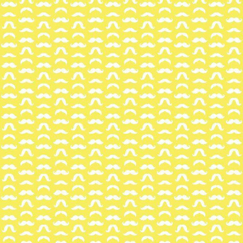 Repeated mustache pattern on a yellow background