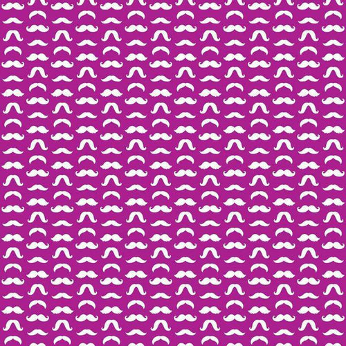 Repeated white mustache pattern on a purple background