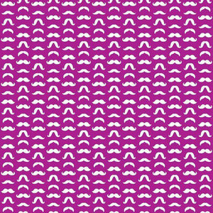 Repeated white mustache pattern on a purple background