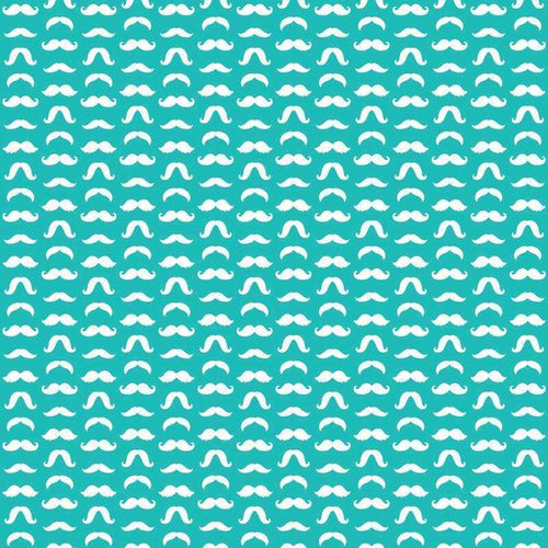 Repeated white mustache pattern on a teal background