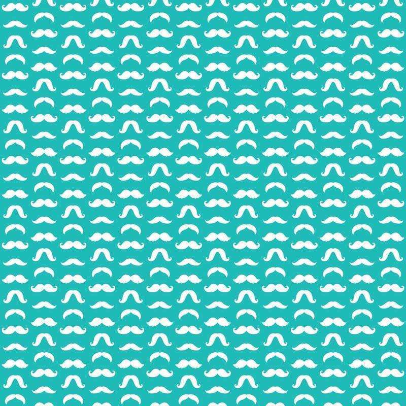 Repeated white mustache pattern on a teal background