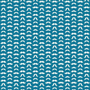 Repeated mustache pattern on teal background