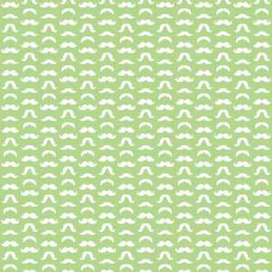Repeated white mustache pattern on a green background