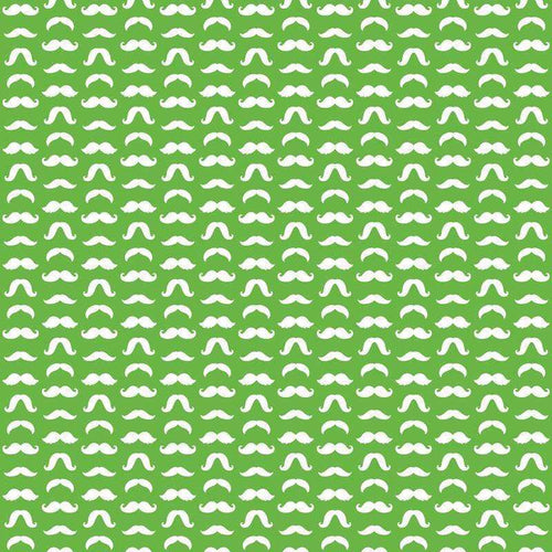 Repeating white mustache pattern on green background