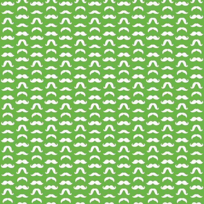 Repeating white mustache pattern on green background