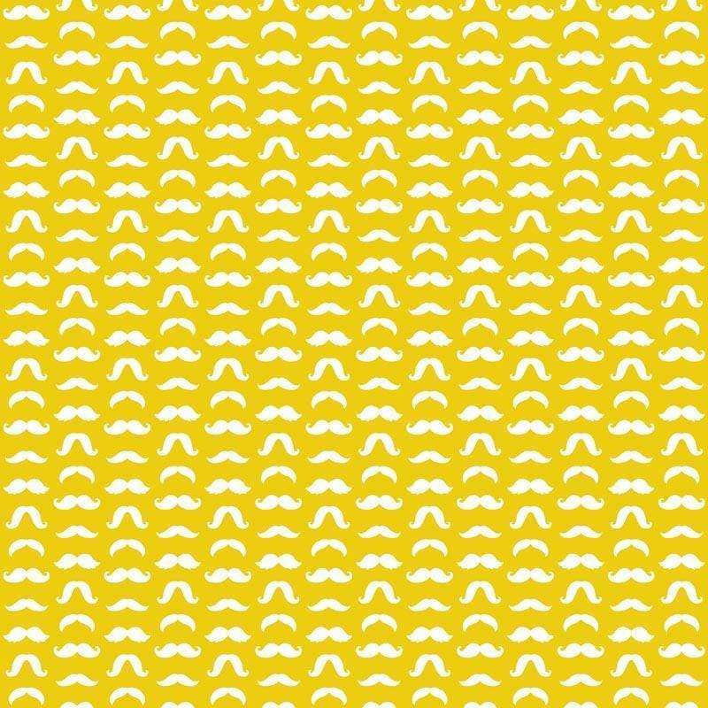 Repeated mustache pattern on a bright yellow background