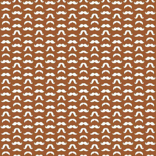 Repeated mustache pattern on brown background