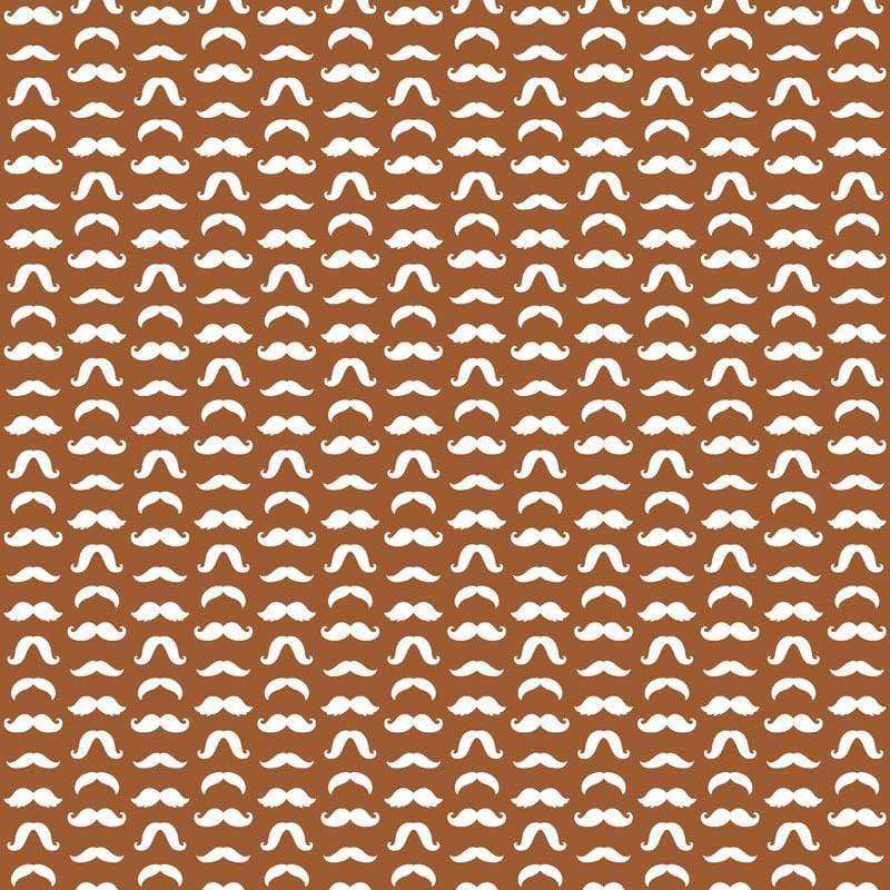 Repeated mustache pattern on brown background