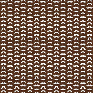 Repeated mustache pattern on a brown background