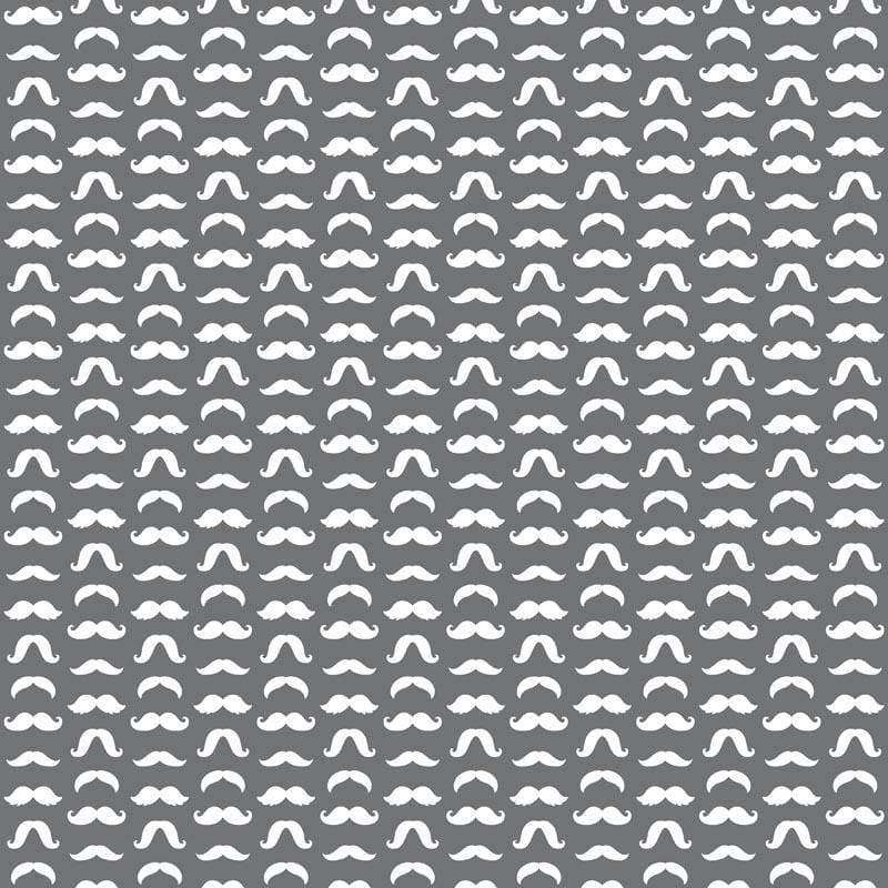 Seamless pattern of stylized white mustaches on a grey background