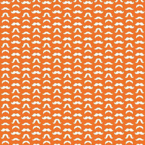 Repeated mustache pattern on an orange background
