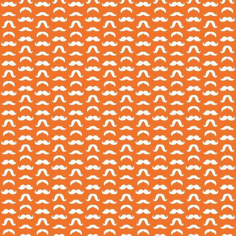 Repeated mustache pattern on an orange background