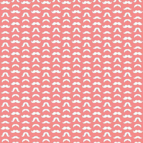 Repeated mustache pattern on pink background