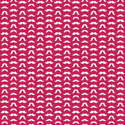 Seamless pattern of white mustaches on a pink background