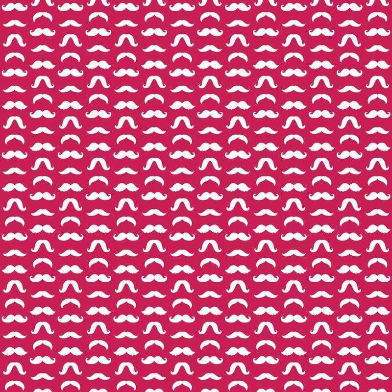 Seamless pattern of white mustaches on a pink background