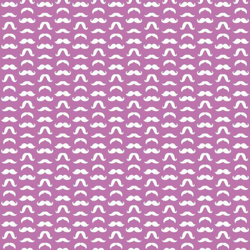 Seamless pattern of white mustaches on a purple background