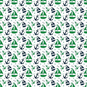 Seamless nautical pattern with sailboats and anchors