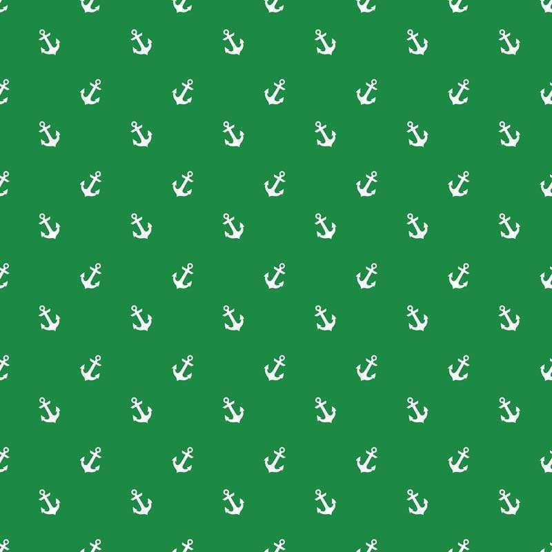 White anchors repeated on a green background