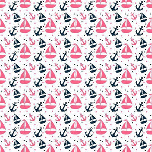 Nautical themed pattern with sailboats and anchors