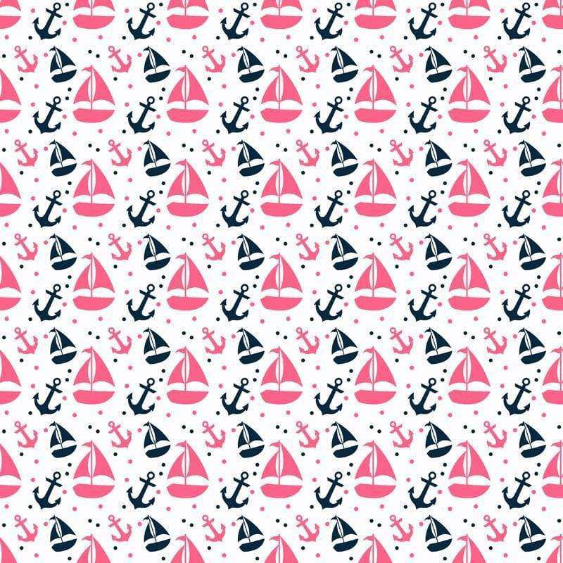 Nautical themed pattern with sailboats and anchors